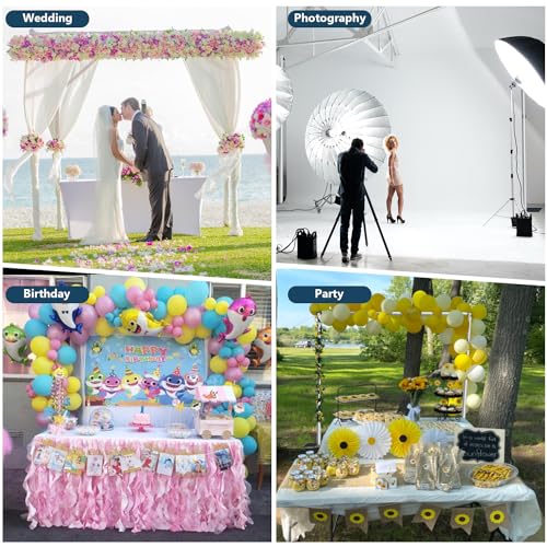 SLOW DOLPHIN 10x 10ft Pipe and Drap Backdrop Stand Kit,Heavy Duty Adjustable Frame Backdrop Stand for Event, Birthday Party, displays and Wedding Decoration.