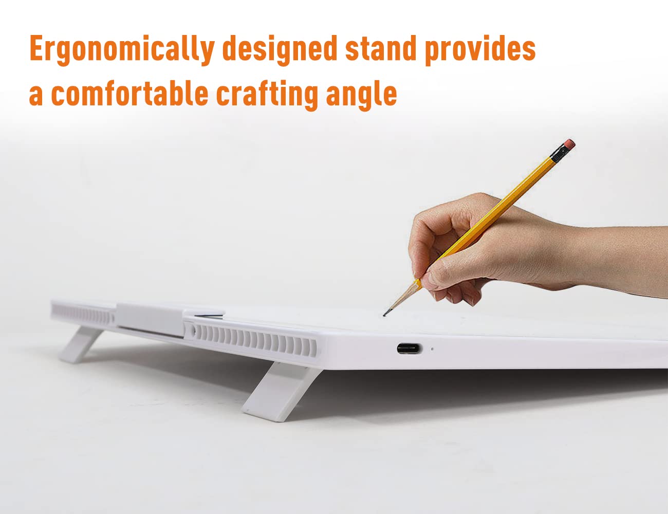 Rechargeable A4 LED Light Pad with Padded Case, YINGWOND Tracing Light Box w/Riser Stands and Paper Clip, 6 Levels of Brightness, Type-c Cable, Wireless Diamond Painting Light Board White