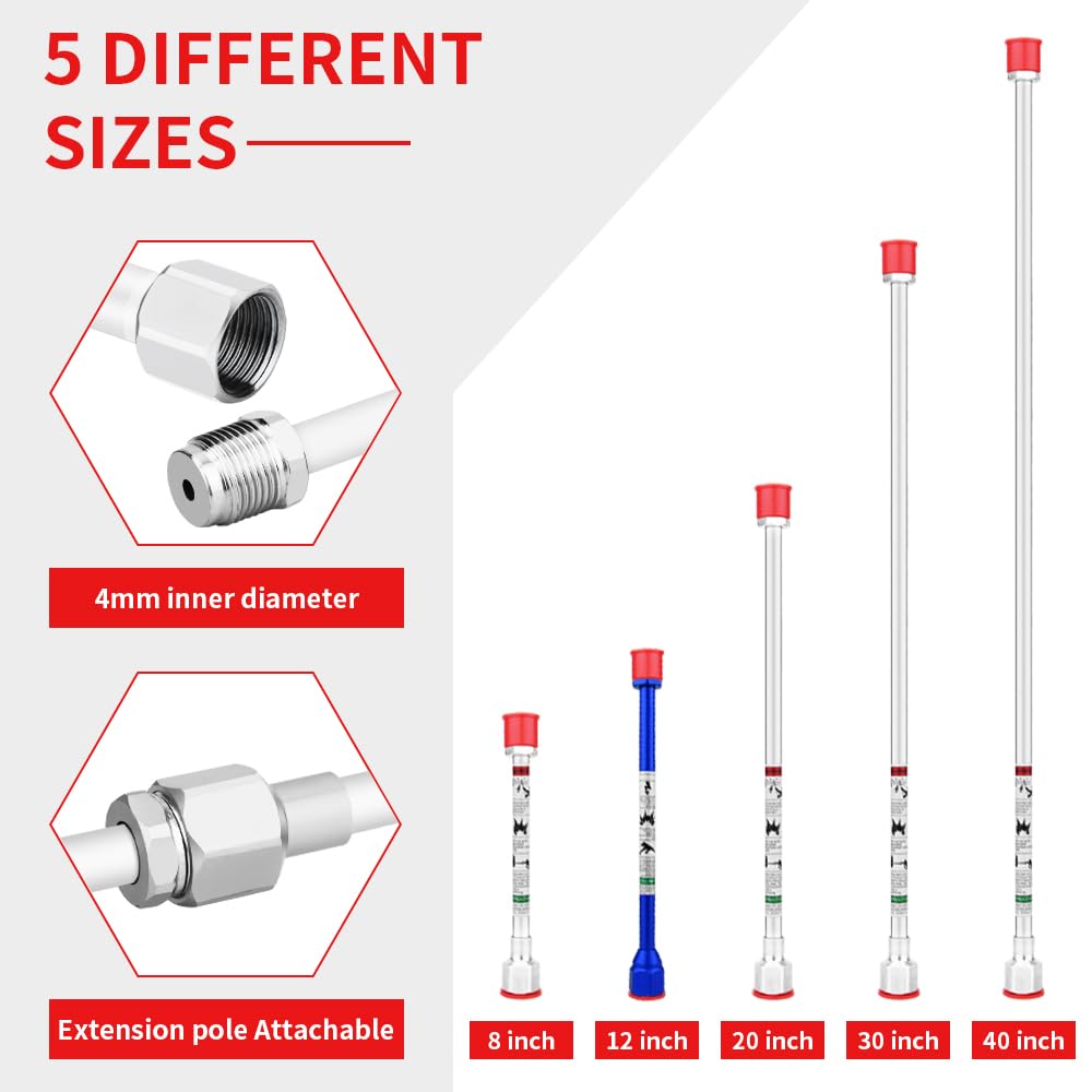 Spray Freely-8 Piece Set of Extension Pole Rod,Airless Paint Sprayer Gun Tip Extension Pole,with Swivel Joint Reversible Spray Tips and Tip Guard Protector (8in 12in 20in 30in 40in)