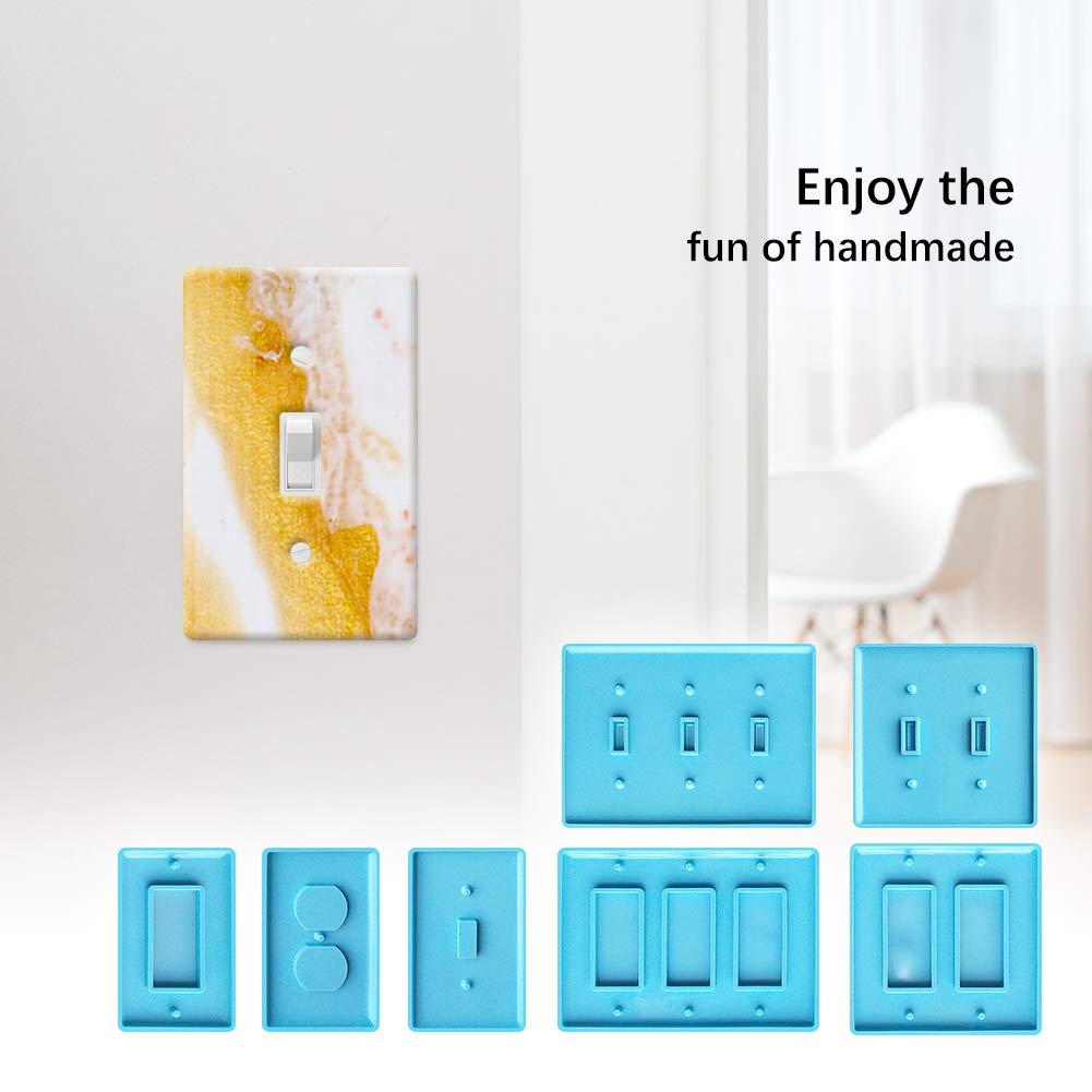 Terriyang 7Pcs Light Switch Cover Resin Molds,Switch Socket Panel Plaster Mold for Epoxy Resin,Switch Plate Silicone Mould Outlet Cover Molds for DIY Crafts Making Home Decor