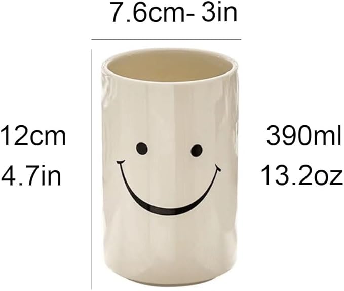 Smiley Face Ceramic Toothbrush Cup - Creative Smile Design, Practical Bathroom Cup, Perfect for Home, Dorm, or Gifts (White)