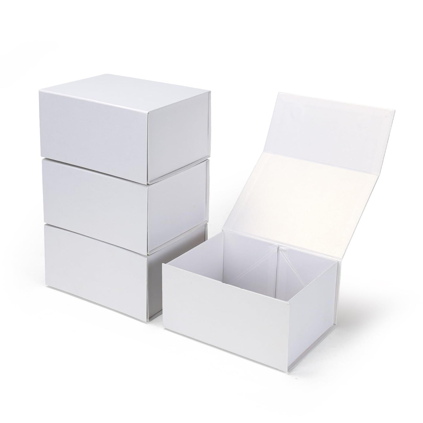 Ditwis 4 Pack 8x6x4 Inches Gift Boxes with Magnetic Closure Lids, White Magnetic Box for Wedding, Groomsmen Bridesmaid Proposal, Birthdays, Mother's Day
