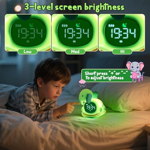 Alarm Clock for Kids,Wake up Clock for Kids,Digital Sleep Trainer with LED Display,Sleep Companion for Toddler,Color Changing Alarm Clock for Kids, Rechargeable,Gift for Girls Boys Teens Room Decor