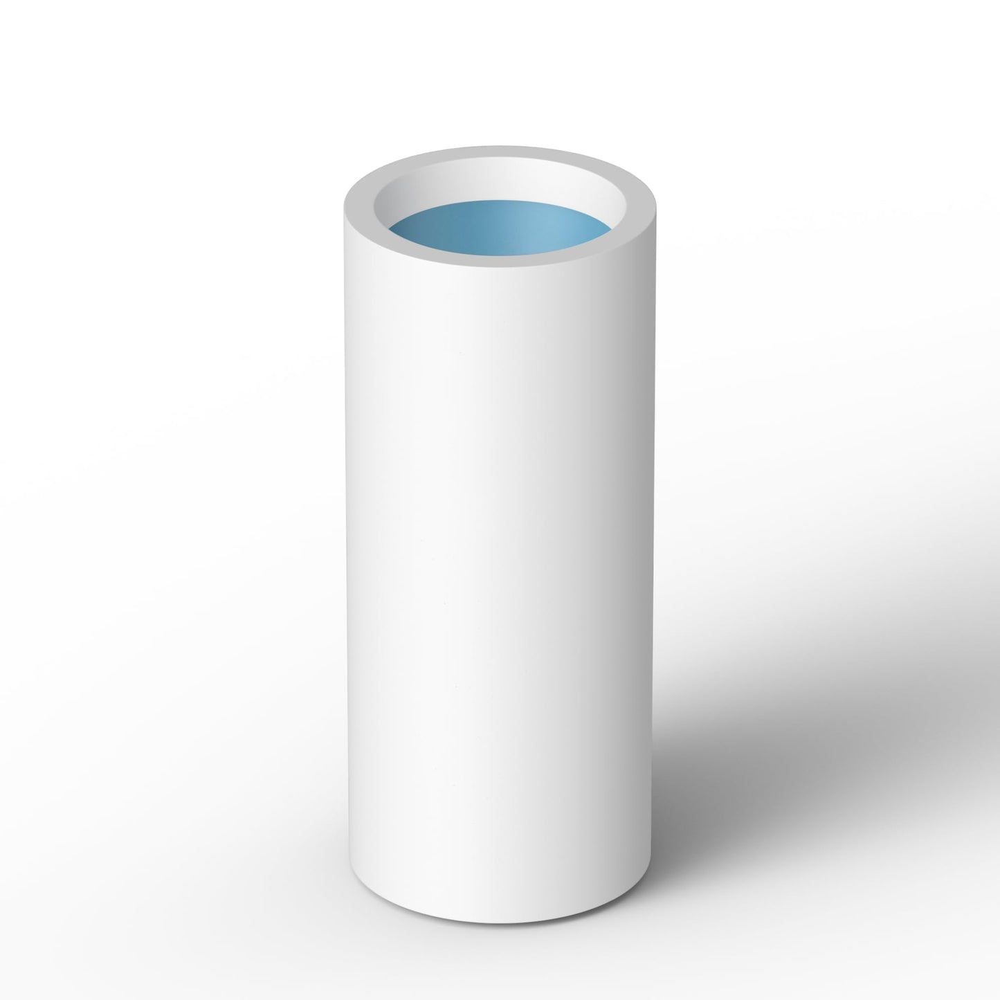 Kante 18.9 Inch Tall Cylindrical Planter, Large Round Plant Pots with Drainage Hole, Made with Concrete, Suitable for Indoor Outdoor Plants, Home Decor, White Finish with Painted Interior