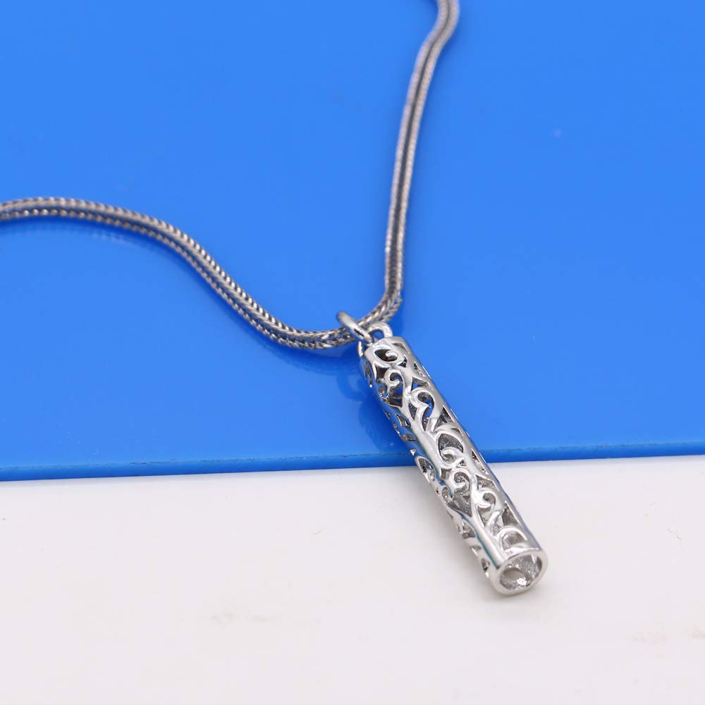 Dankadi Women's 925 Silver Necklace-Bohemian Sterling Silver Patterned Cylindrical Pendant Necklace-100% Original Silver Snake Chain 45-60CM Fine Jewelry (Chopin chain 22 inch)