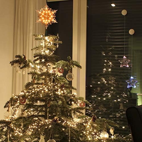 Brizled Christmas Tree Topper with 20 Light, 9.25" Lighted Snowflake Topper