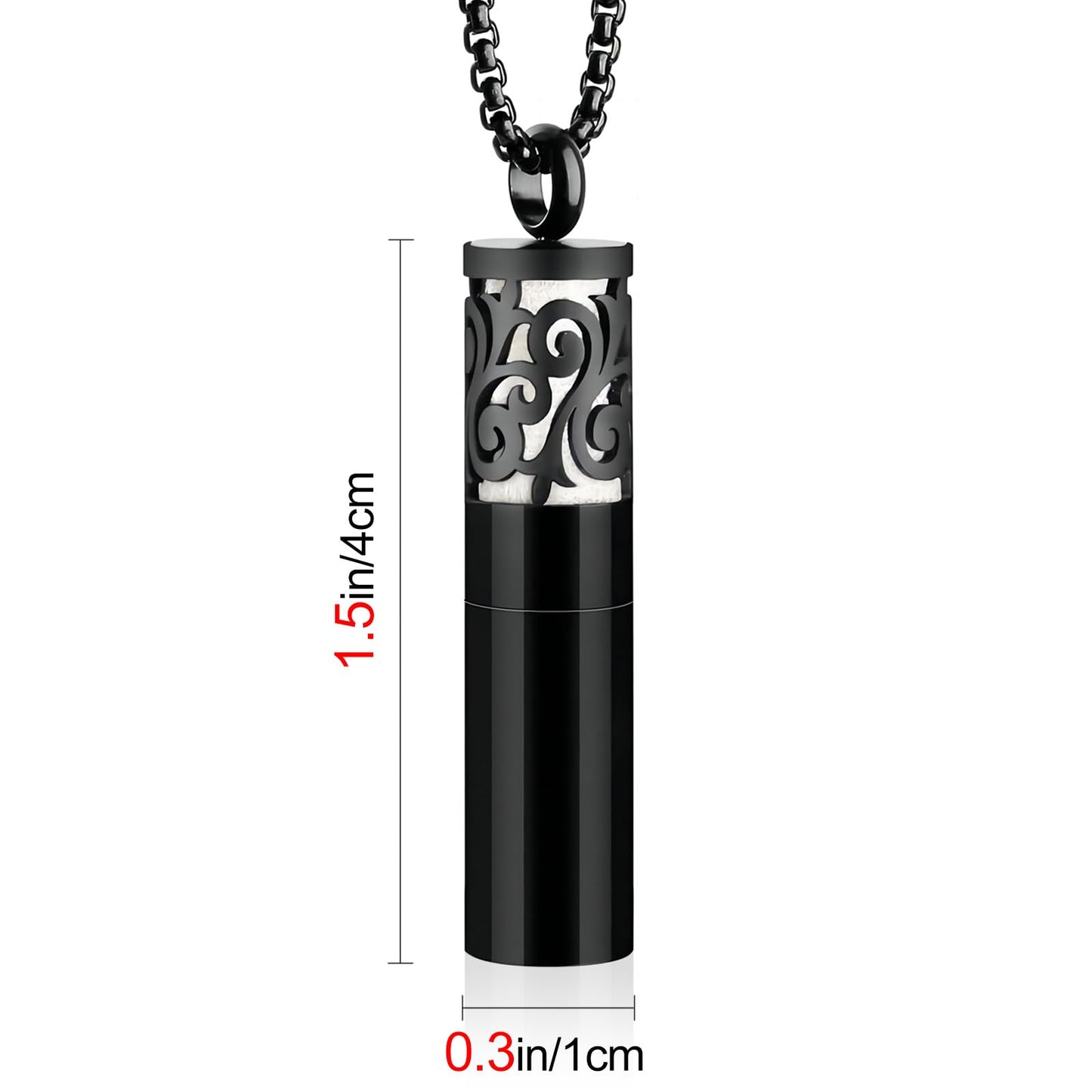 CAIRIAC Essential Oil Necklace for Women, Aromatherapy Necklace Diffuser, Women's/Men's Fragrance Diffuser Pendant (Black)