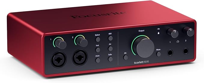 Focusrite Scarlett 16i16 4th Gen USB Audio Interface, for Songwriting, Music Production, Recording, and Podcasting — High-Fidelity, Studio Quality Recording, and All the Software You Need to Record
