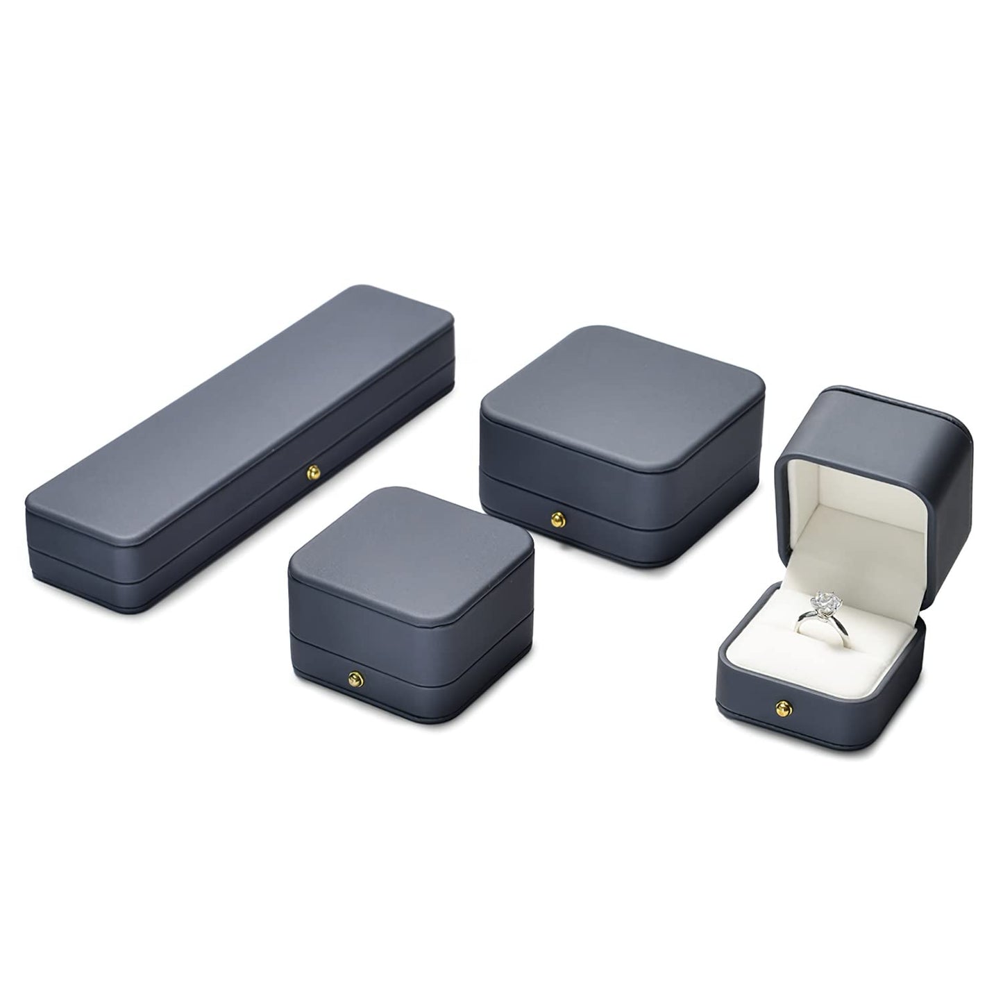 Papten PU Leather Necklace Box Velvet Interior Necklace Gift Box Pendant Case Display Storage Case for Anniversary Wedding Birthday Mother's Day (Steel-Blue)