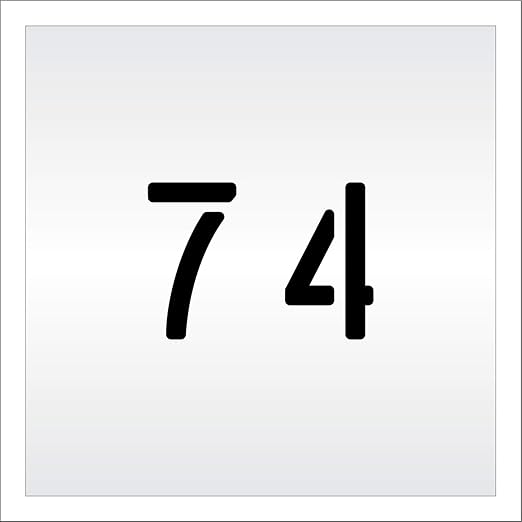 Pavement, Curb, and WheelStop Stencils - 4 inch Double Number Stencil - (74) - 4" x 5.5" x 1/8" (128 mil) - Pro-Grade