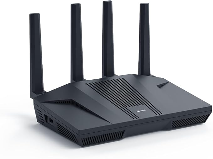 GL.iNet GL-MT6000 (Flint 2) WiFi 6 High Speed Gaming Routers for Wireless Internet, 2 x 2.5G Ethernet Ports for Fiber Optic Modem, Long Range Computer VPN WiFi Router, Home & Business