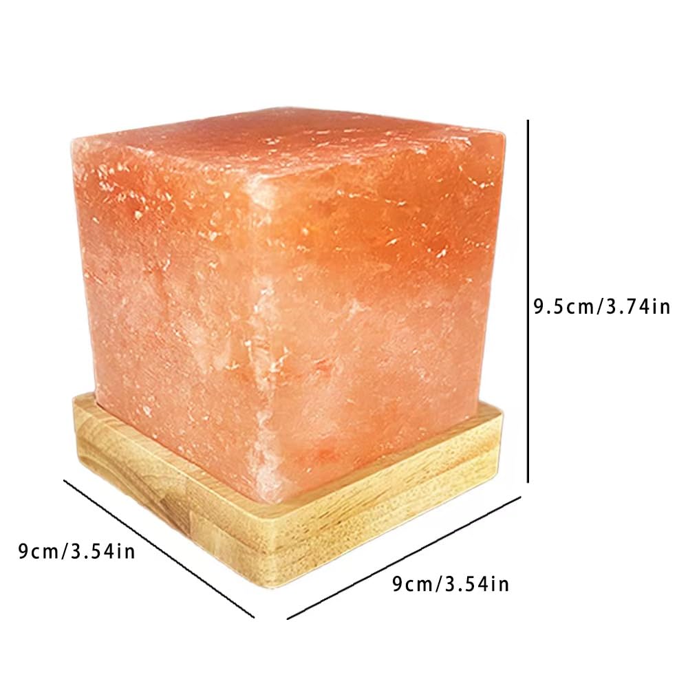 YZYOE USB Himalayan Warm Light Salt Lamp, Atmosphere Decorative Salt Light with Solid Wood Base, Natural Crystal Rock BedHead Night Lamp, Gift of Handicrafts for Friends.