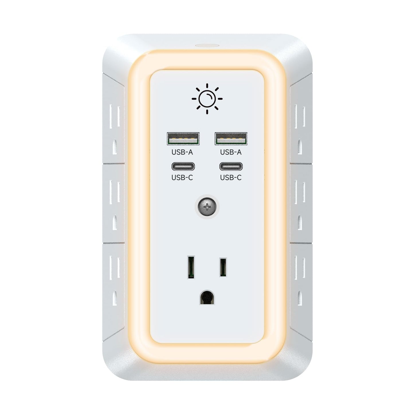 Multi Plug Outlet, USB Wall Charger, Surge Protector, 7 Outlet Extender with 4 USB Charging Ports (2 USB C) 1680J Power Strips Outlets with Night Light, Wall Plug Adapter Spaced for Home Travel Office