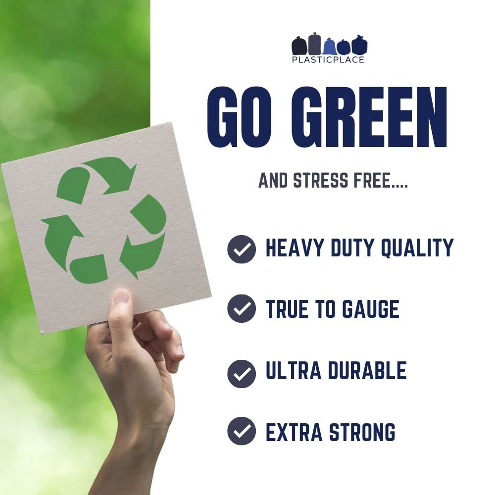 65 Gallon Recycling Trash Bags │1.5 Mil │ Blue Heavy Duty Garbage Can Liners │ 50” x 48” (50 Count)