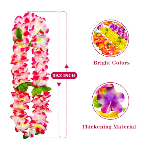 GoodUping 16pcs Hawaiian Leis Party Set with 8 Necklaces and 8 Photo Booth Glasses for Tropical Luau, Summer Beach Birthday, Pool Party Decorations & Favors - size: 16pcs