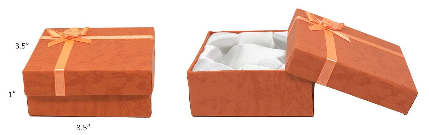 888 Display USA, Inc Cardboard Jewelry Bangle Gift Boxes with Rosebug Bows in Assorted Colors 3.5" X 3.5" X 1" (Pack of 8)