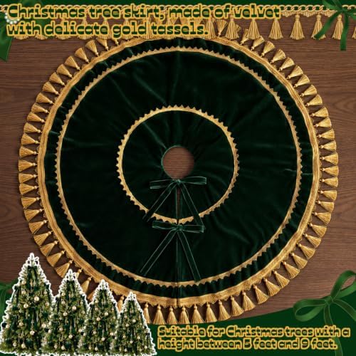 Roowest 48 Inch Green Christmas Tree Skirt Velvet, Round