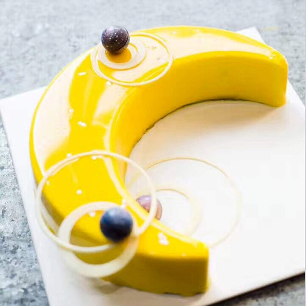 EchoDone Crescent Moon Shape Silicone Cake Pan, Moonlight Sonata Mousse Cake Bread Pizza Baking Mold Kitchen Bakeware Tools
