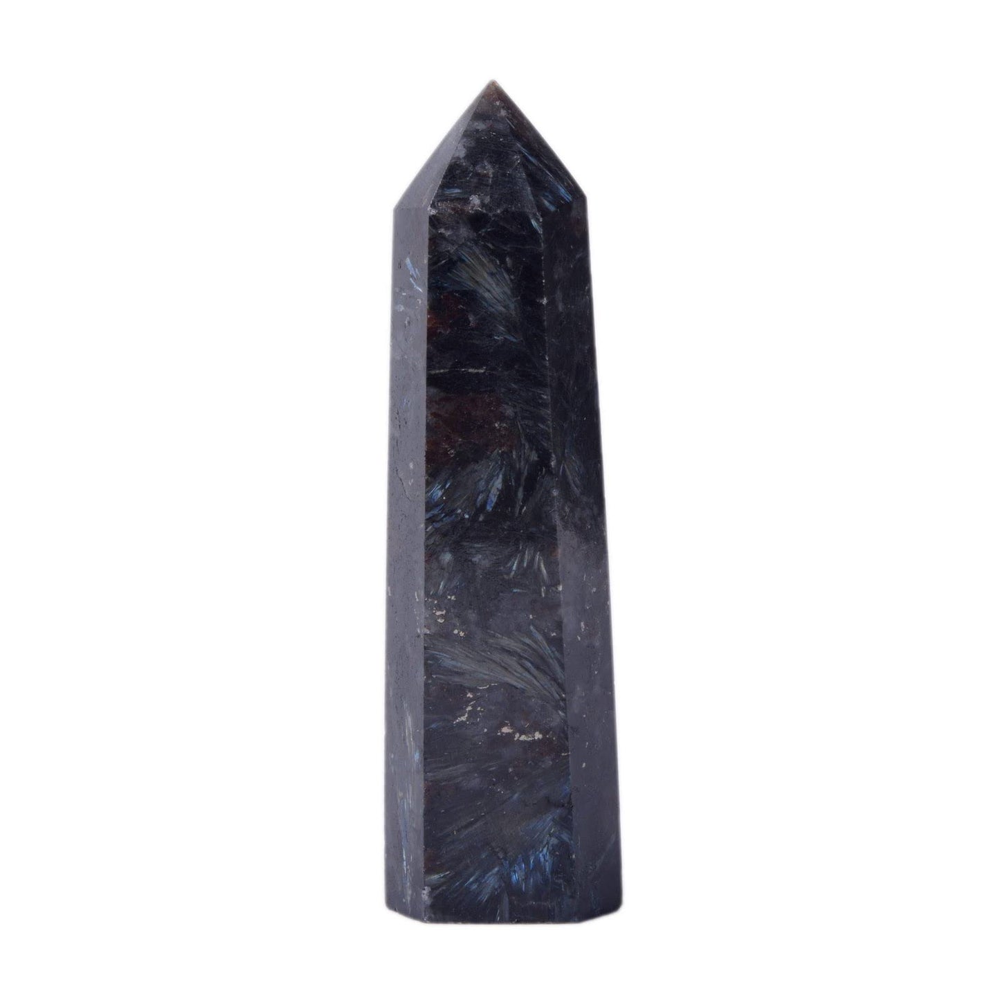 Large Hornblende Gemstone Crystal Hexagonal Pointed Tower Reiki Chakra Faceted Prism Wand Stone Home Decor