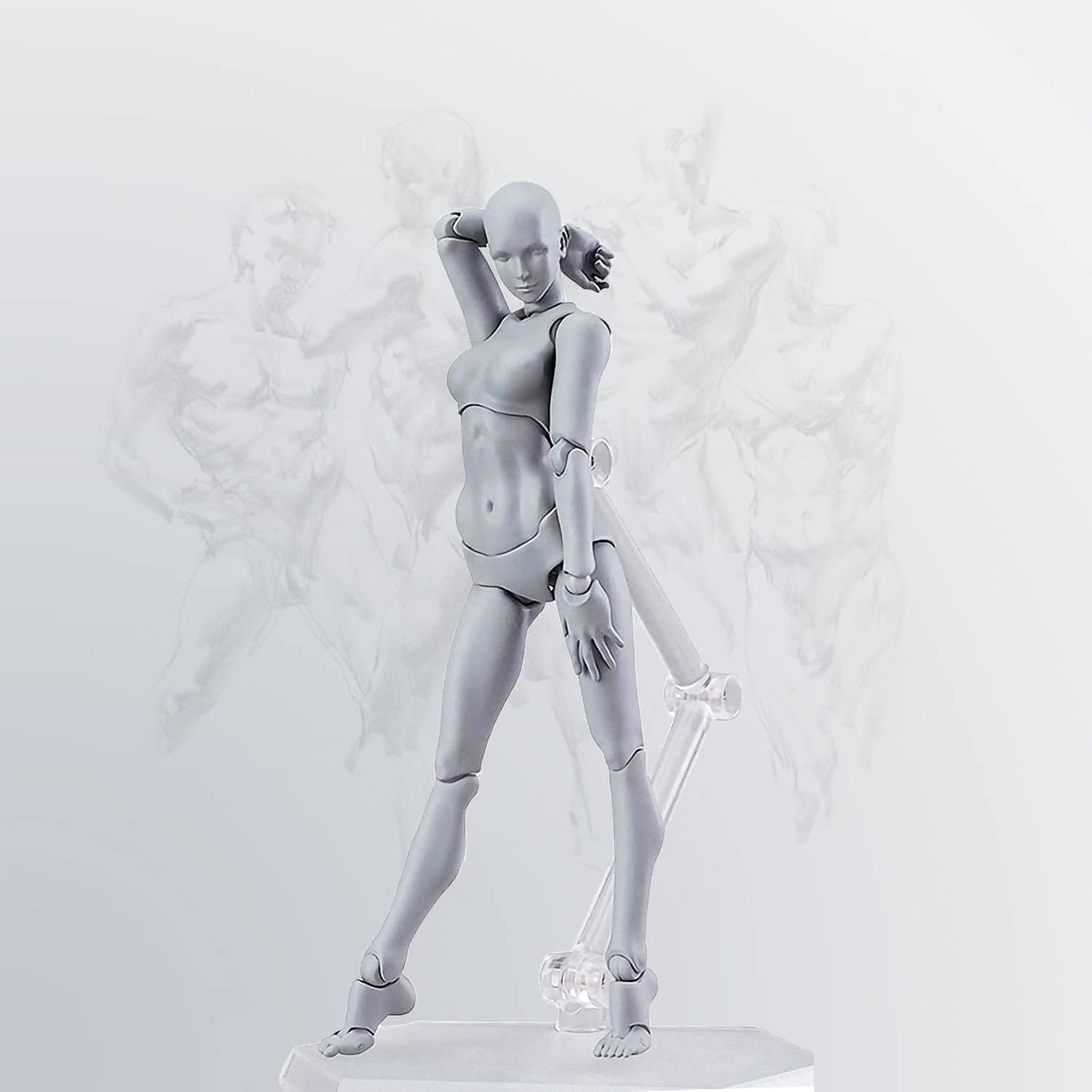 Haniforever Artists Manikin Art Mannequin Figures Supplies Drawing Tools,Small Drawing Figure Model for Sketching,Painting,Action Figures Male+Female Set(Grey)