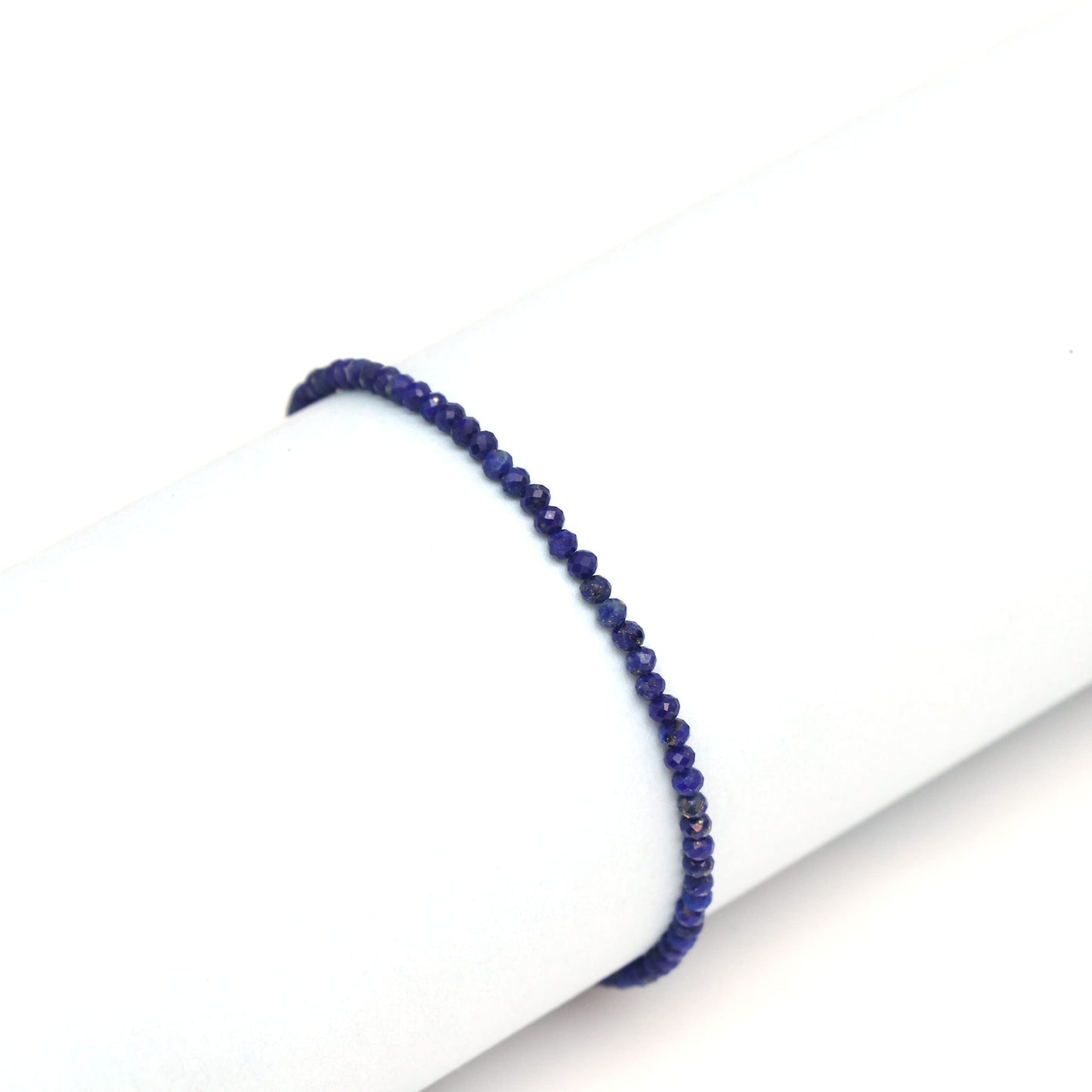Gempires Lapis Lazuli Bracelet for Women | Dainty Handmade Gemstone Beaded Bracelet 2.5 mm | Minimalist Stacking Jewelry | Lightweight Everyday Bracelet | Deep Blue Stone Gift for Her