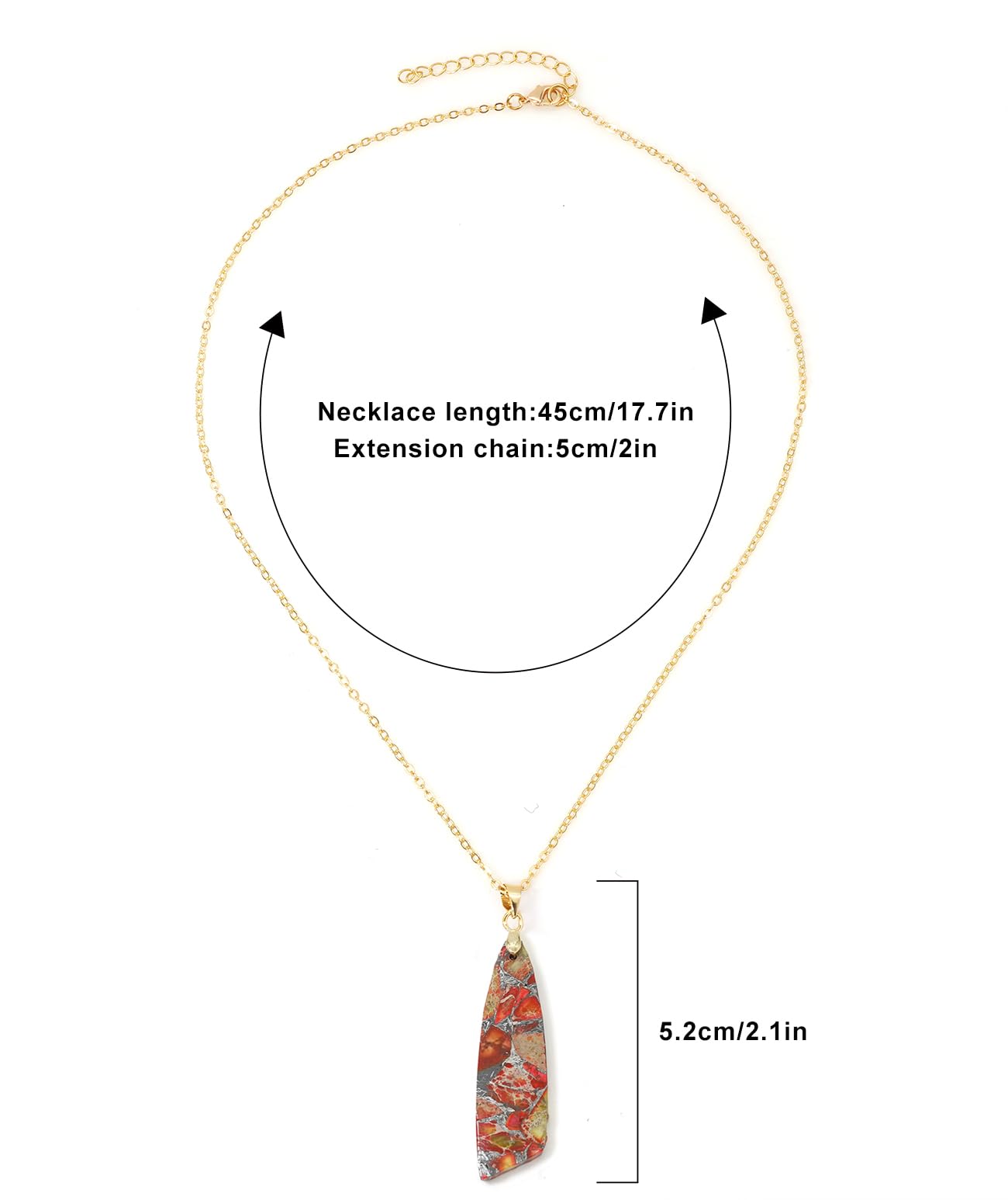 Wovanoo Nature Stone Necklaces for Women Boho Gemstone Pendant Necklace 18K Gold Chain Necklaces Orange Gold