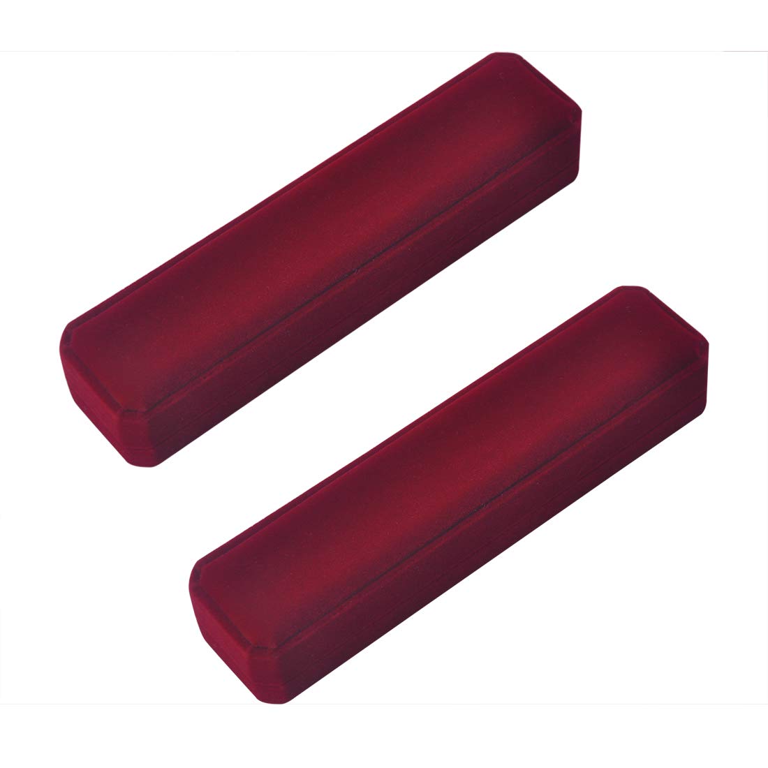 iSuperb 2 Pcs Long Red Velvet Necklace Box Chain Bracelet Boxes Cases 8.7x1.6x2inch Jewelry Display Storage Gift Box