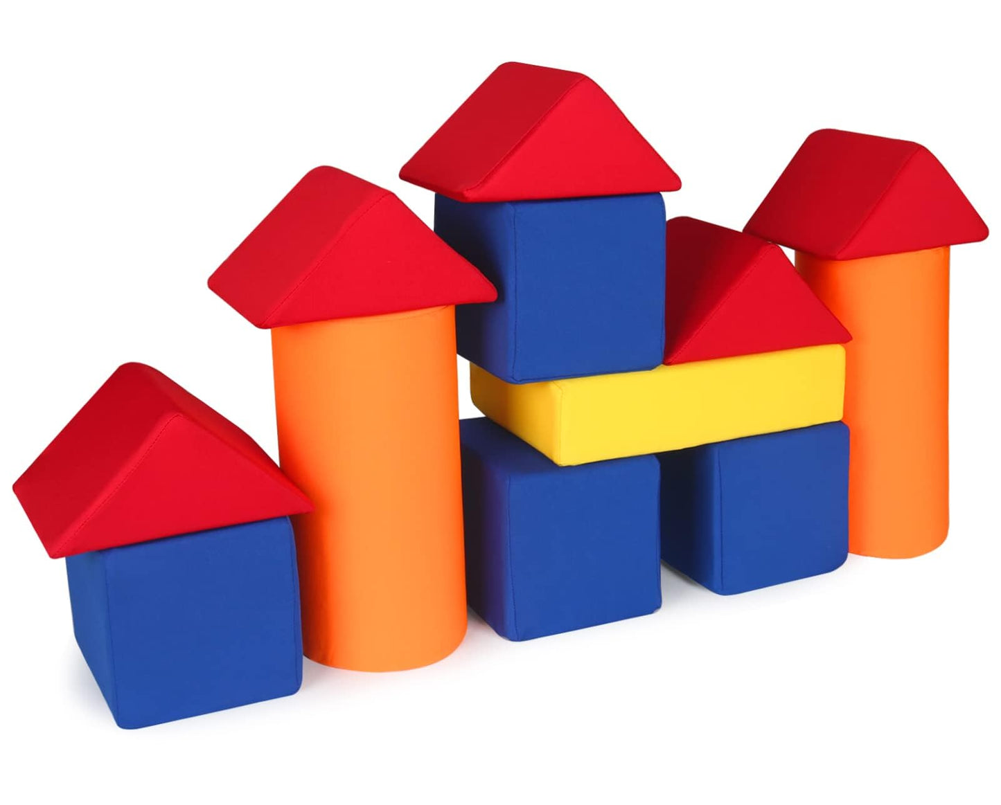 UHAPPYEE Toddler Foam Building Blocks, 12 PCS + 4 Kinds of Shapes Colourful Stacking Block Sets for Kids, Soft Foam Building Blocks Throwing Toys