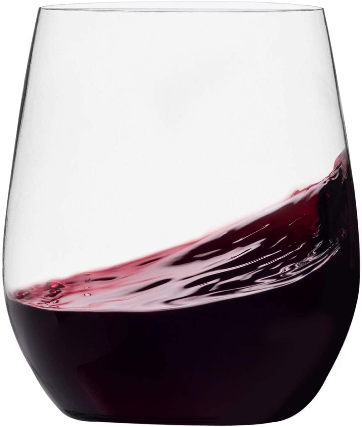 Munfix Disposable Plastic Wine Glasses, Stemless 12 oz Clear Shatterproof Cups, BPA-Free, 48 Pack