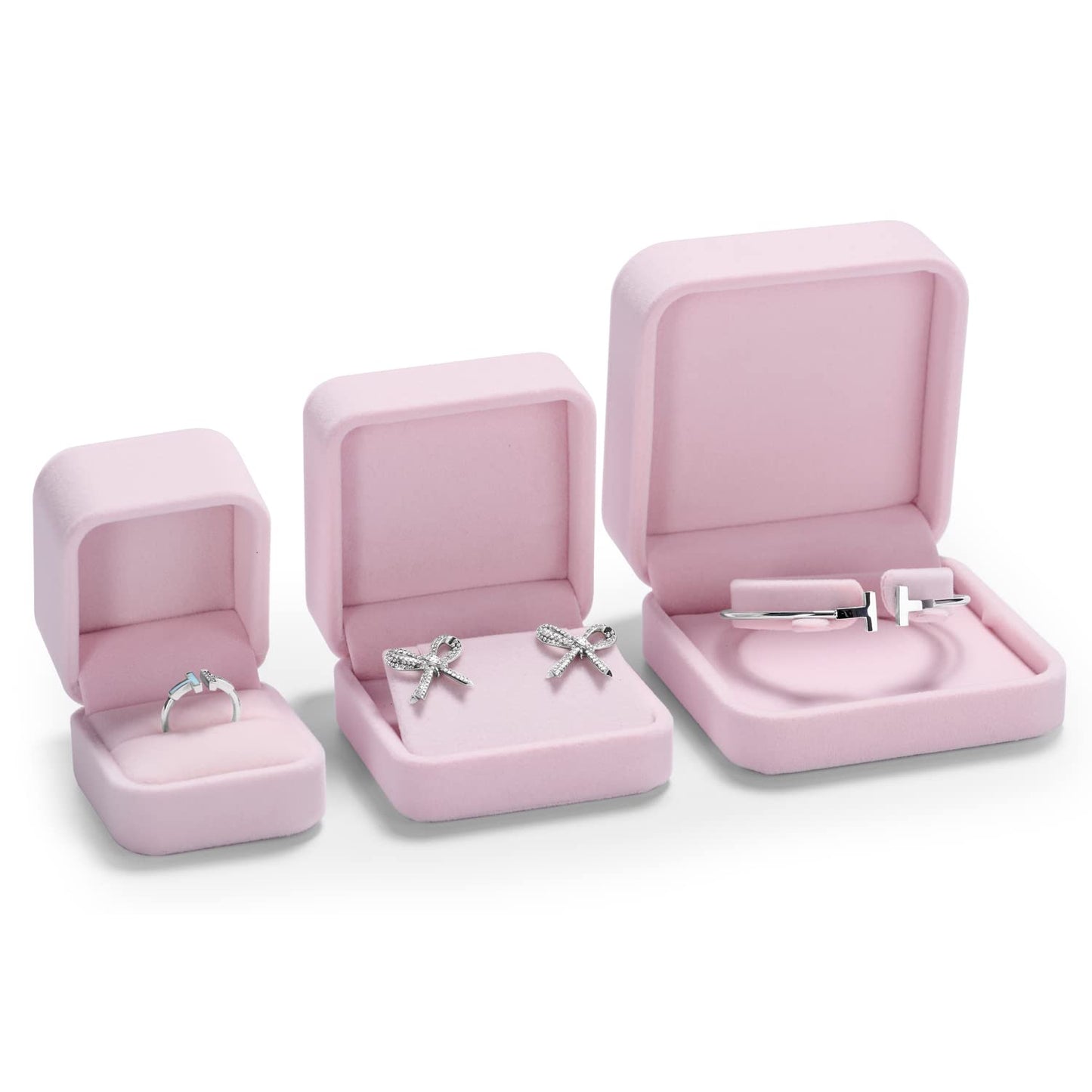 Oirlv Pink Velvet Bangle/Bracelet Gift Box Jewelry Storage Box Accessories Case