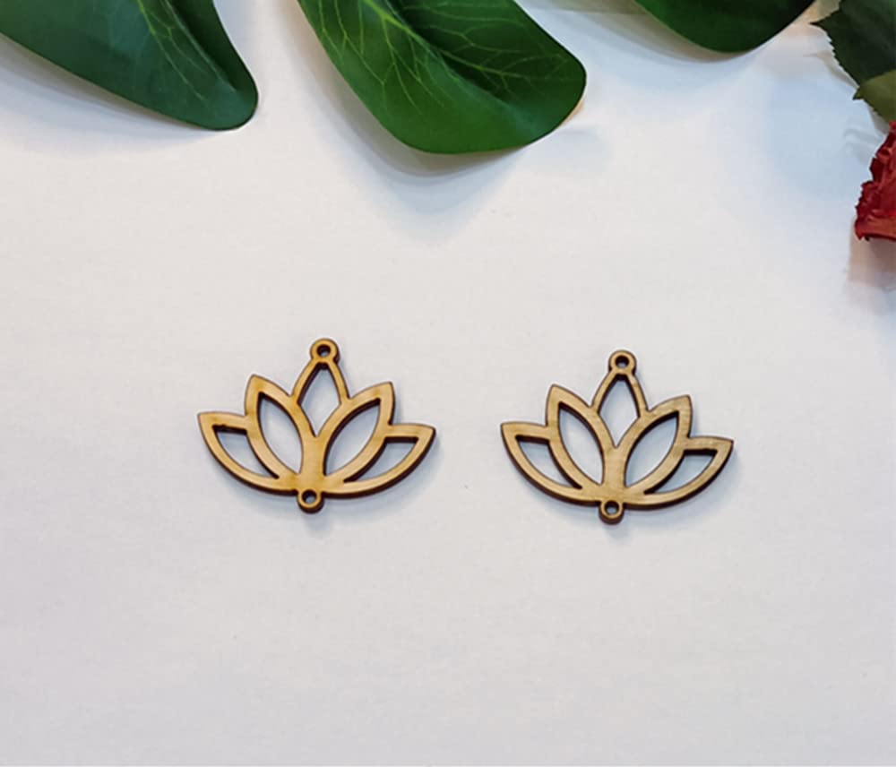 30pcs of Lotus Shape Cutout Wood Earrings Blanks,DIY Unfinished Laser Cut Crafts,Wood Jewelry Accessories (2'')