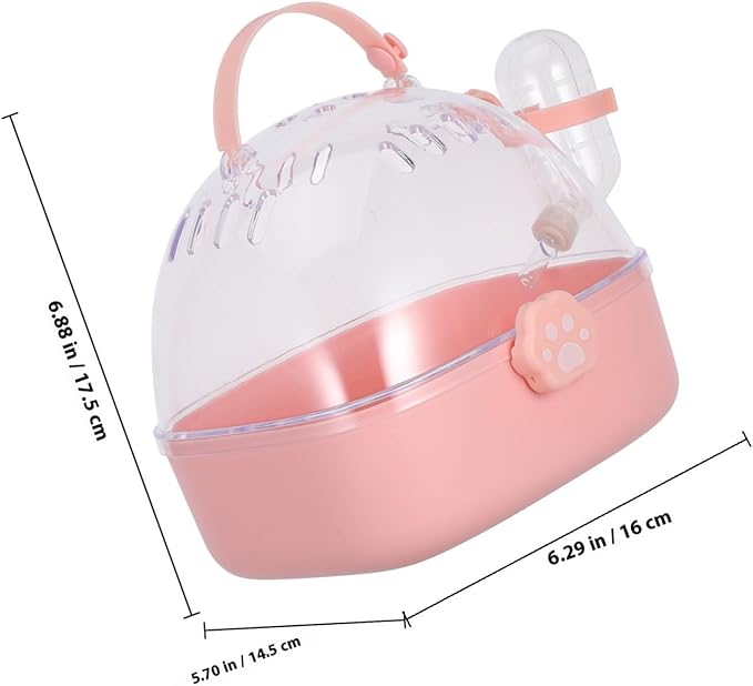 Toddmomy Small Pet Carrier Cage with Water Bottle Portable Hamster Travel Cage for Outdoor Use Pink Small Animal Carrier for Rabbits, Gerbils, and Birds