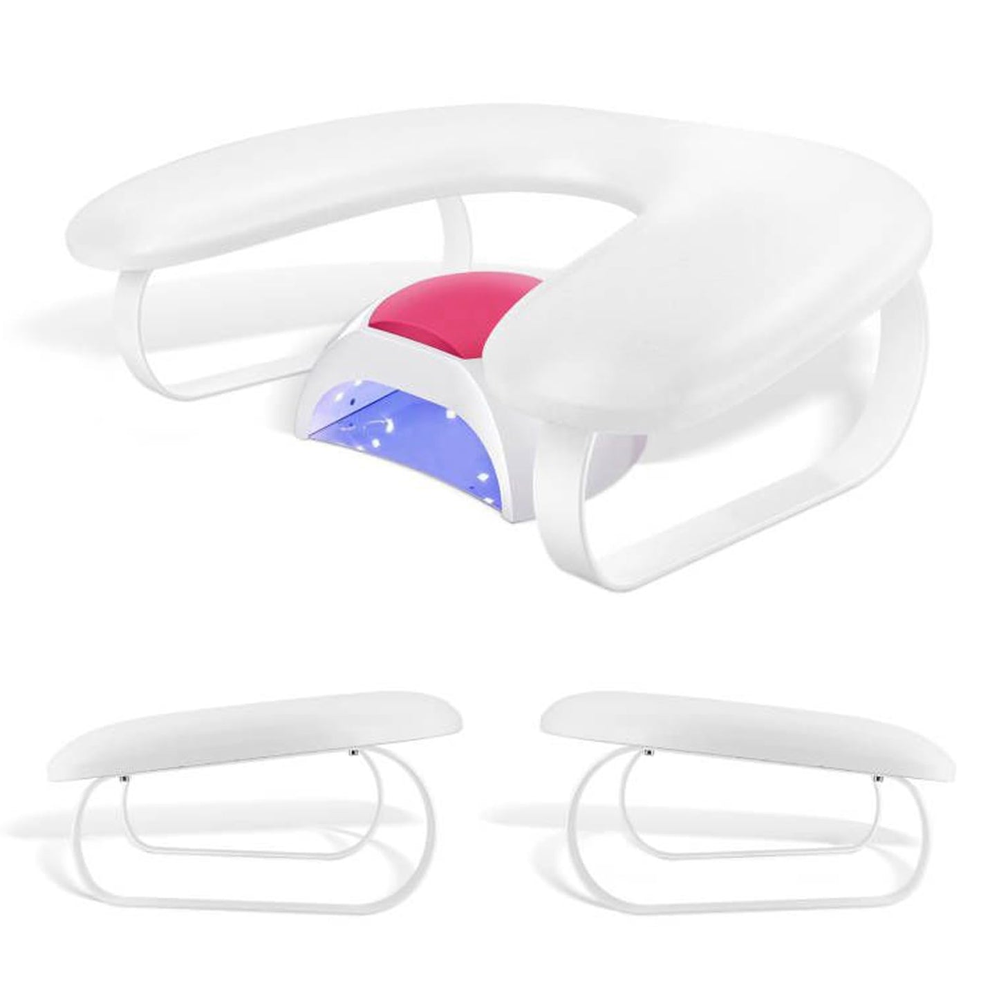 Nail Arm Rest for Nails Tech,U Shaped Manicure Nails Arm Rest Stand,Cozy Leather Hand Rest Holder for Nail Tech Manicure Salon Tools,Detachable Bracket (White)