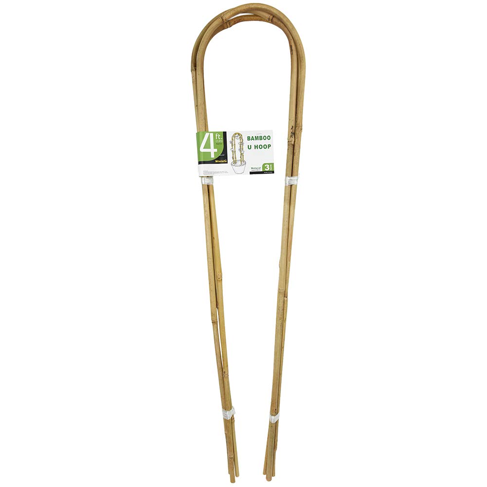 4 Feet Natural U-Hoops Bamboo, Mininfa Garden Trellis, Bamboo Trellis U-Shape for Plant Support - 3 Pack