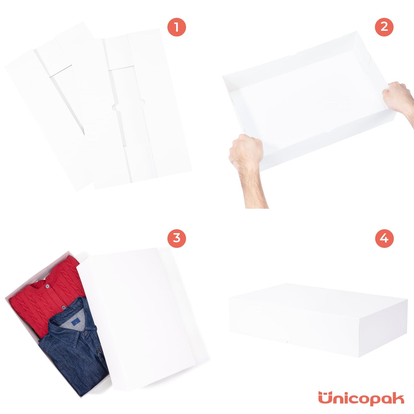 UnicoPak 12 Pack XLarge White Gift Boxes with Lids for Presents, 4-inch Deep Robe Boxes, 17x11x4 Inches