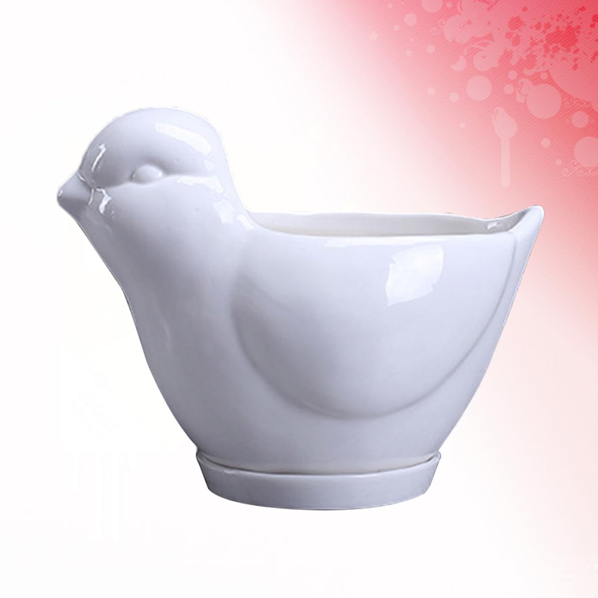 HANABASS Ceramic Succulent Plant Pot Bird Shape White Small Flower Pot Saucer Indoor Desktop Planter for Home Garden Decor