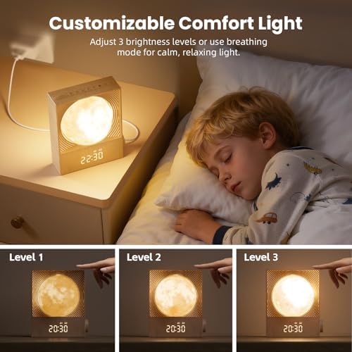 RETEYUNG Sunrise Alarm Clocks for Heavy Sleepers,Rotatable Moon Light with Gentle Wake-Up,Clock Night Lamp for Bedrooms - Snooze,10 Light Effects,10 Nature Sounds,15 Ringtones for Adults,Kids,Nursery