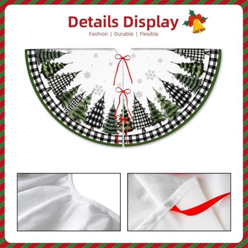 Christmas Tree Skirt 36inch Green Buffalo Plaid Farmhouse Decor