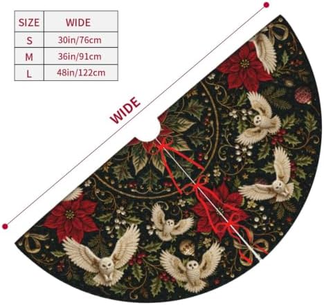 Christmas owl Christmas Tree Skirt Xmas Tree Skirt, Winter Christmas Tree Mat for Home Party Holiday Indoor Outdoor Decorations