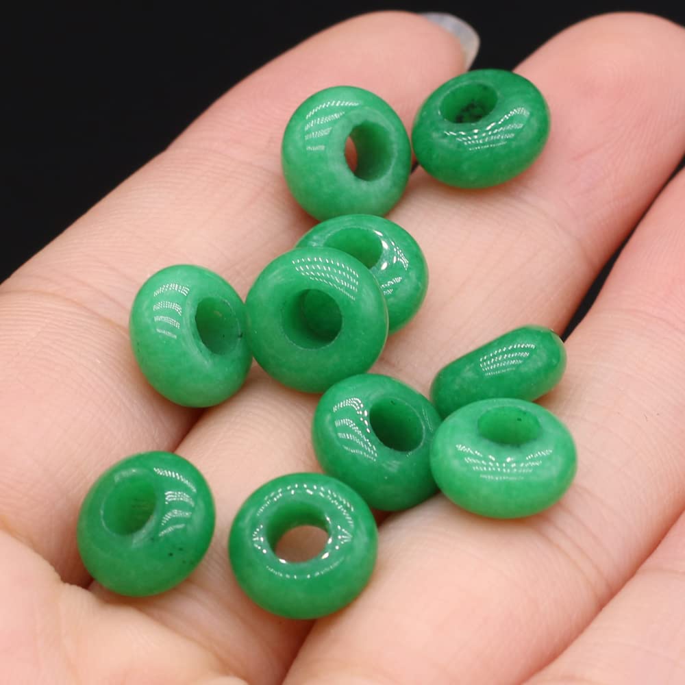 50pcs Natural Semi-Precious Stone Large Hole Loose Beads Abacus Shape Fashionable Opal Amethyst Unakite Rose Quartz Charm Beads for Making Necklace Bracelet