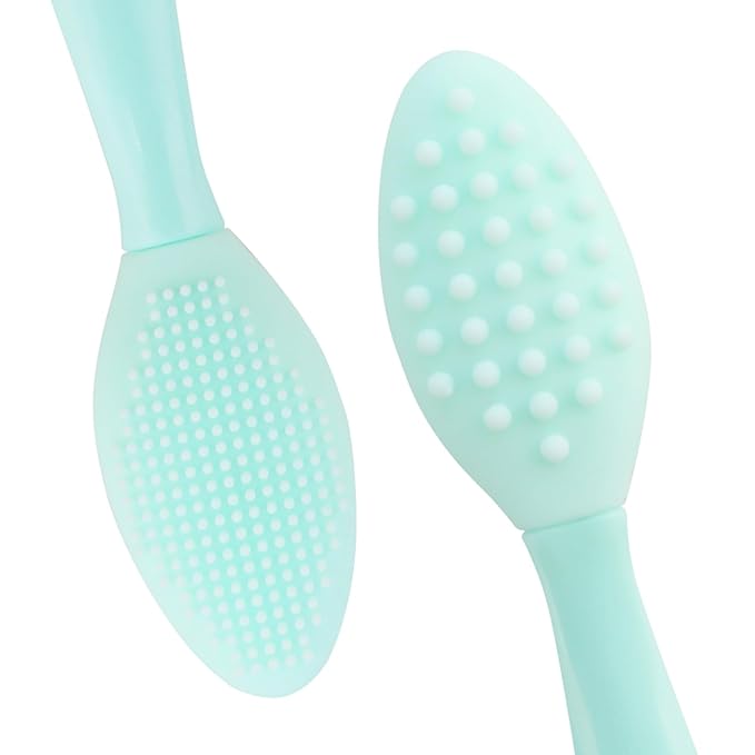 Lip Scrub Brush,Double-Sided Silicone Exfoliating Lip Brush Tool for Smoother and Fuller Lip Appearance,Green,2pcs