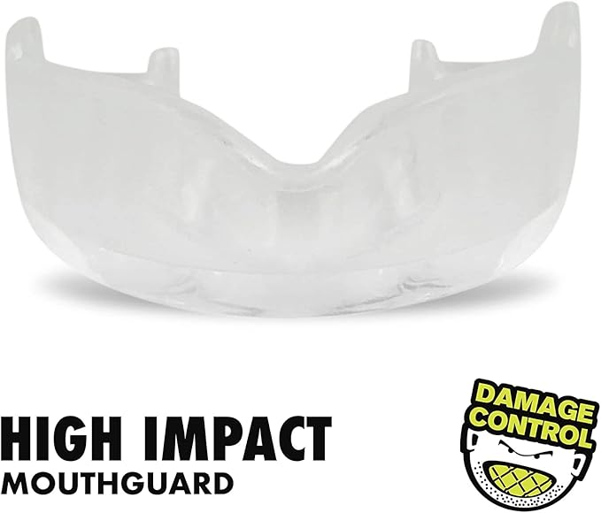 DAMAGE CONTROL High-Impact Mouth Guard – Sports Mouthguard for Boxing, Football, Hockey, Lacrosse & Basketball, Protects Teeth & Jaw, Protective Mouthpiece for Adults & Youth (Youth, Clear 2.0)
