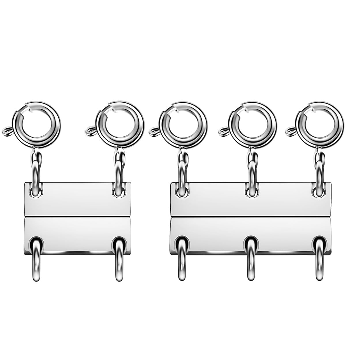 Layering Magnetic Necklace Clasps, Multiple Necklace Clasp,Necklace Clasps for Layered Look，Stainless Steel Chain Link Clasps for Necklaces and Bracelets, Silver, Gold (2silver 3silver B)