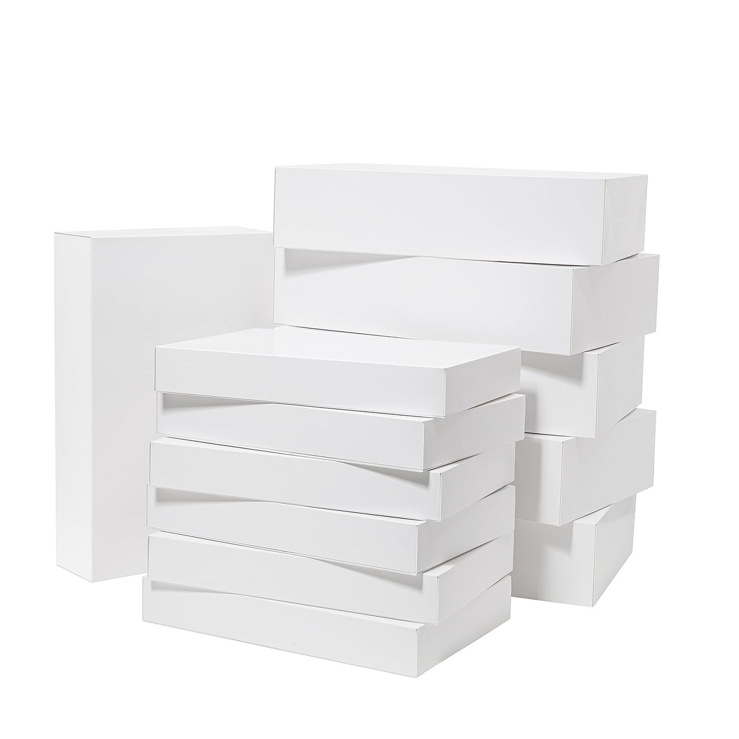 Mefleet 12 Pack Gift Boxes with Lids Assorted Sizes - 6 Large 17" (4" Deep) & 6 Medium 14" (2" Deep) White Shirt Clothes Robe Sweater Box for Wrapping Christmas Presents, Holidays Gift