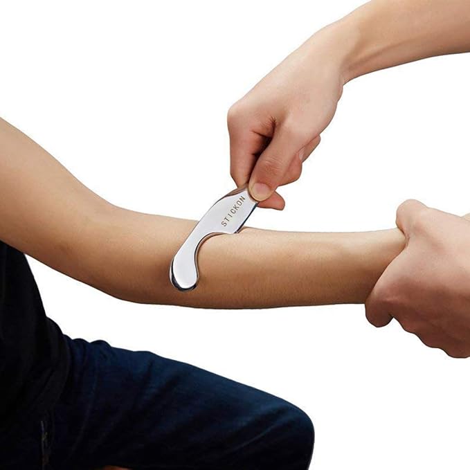 STICKON Stainless Steel Gua Sha Scraping Massage Tool Set IASTM Tools Great Soft Tissue Mobilization Tool (N Shape)