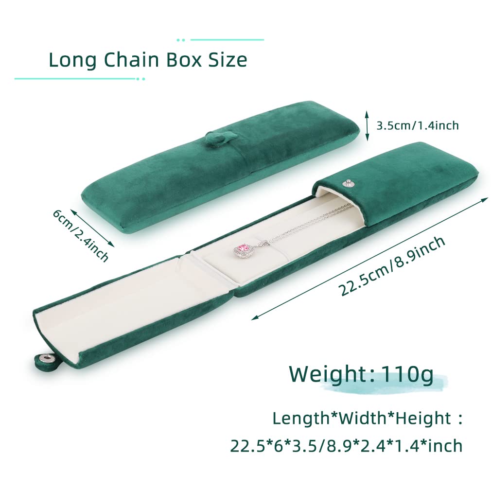 iSuperb Long Chain Box Velvet Necklace Pendant Jewelry Gift Box Necklace Bracelet Jewelry Packaging Boxes for Wedding Engagment Proposal