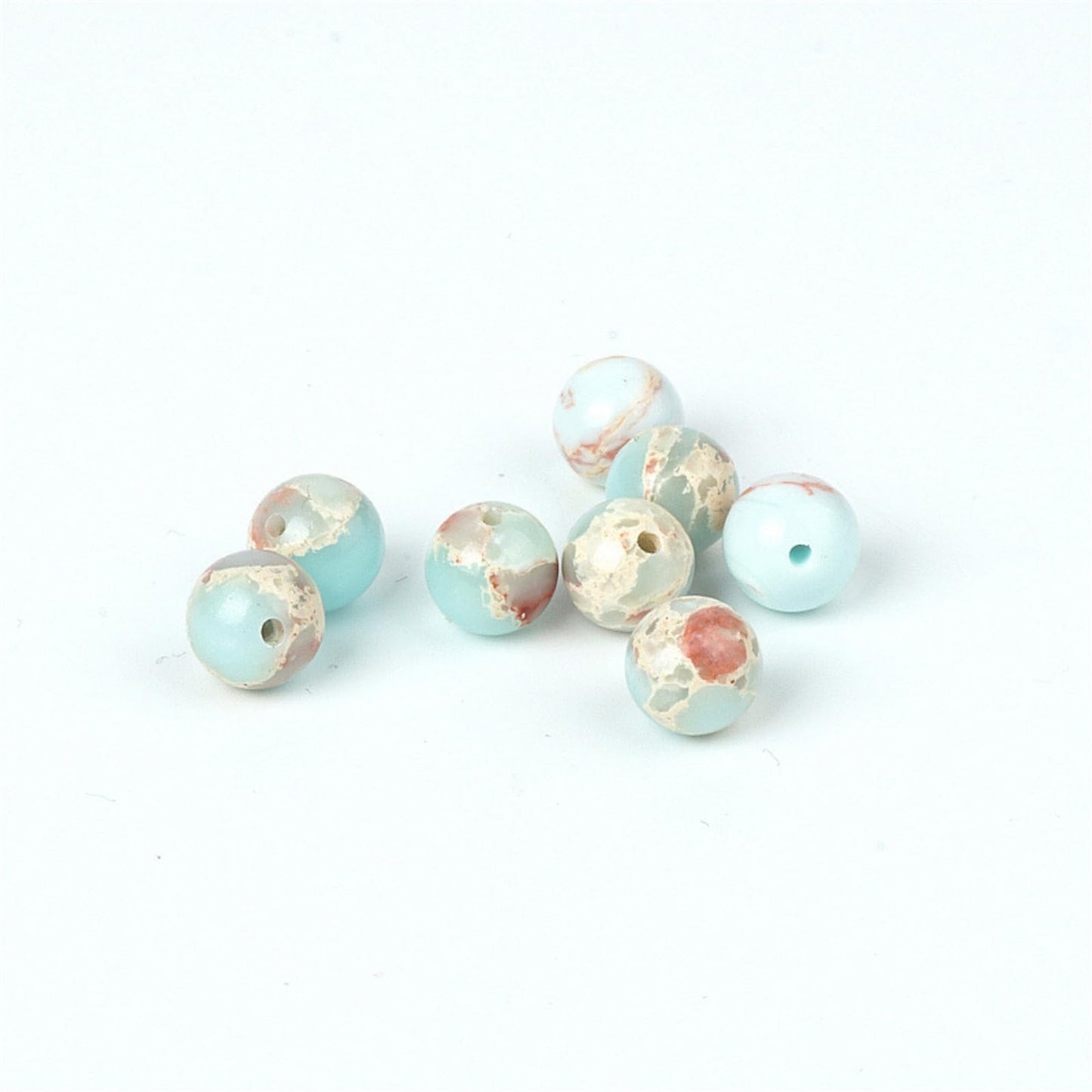 100Pcs Natural Stone 6mm Azure Imperial Jasper Round Loose Gemstone Energy Healing Beads Hole Size 1mm DIY Smooth Beads for Bracelet Necklace Earrings Jewelry Making