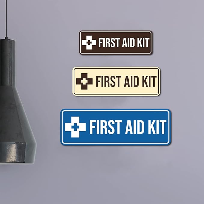 Standard First Aid Kit Sign (Black) - Medium (10 Pack)