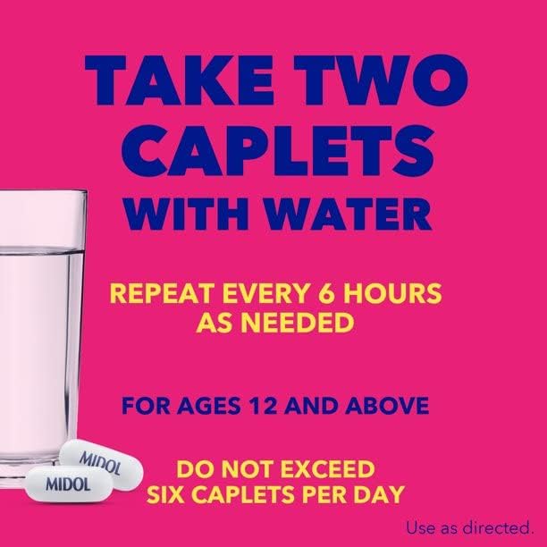 Midol Complete Menstrual Pain Relief Caplets with Acetaminophen for Period Cramps, and Menstrual Symptom Relief - 40 Count (Pack of 3) (Packaging May Vary)