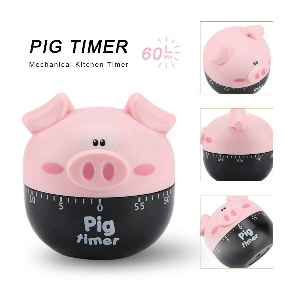 Cute Cartoon Pig Kitchen Timer,Mechanical Timers Counters,for Cooking Timing Tool Alarm Clock,Portable Alarm Clock Kitchen Cooking Tool()